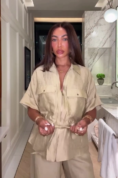 Fashion lapel loose shirt and trousers suit