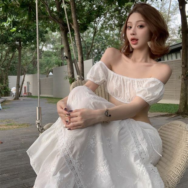 Holiday style lace patchwork dress