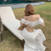 Holiday style lace patchwork dress