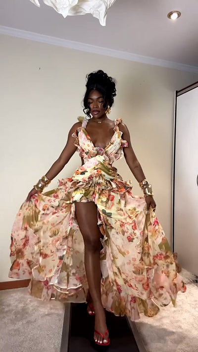 Birthday Wedding Anniversary-Floral Fashion Dress