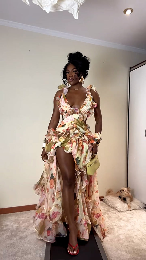 Birthday Wedding Anniversary-Floral Fashion Dress
