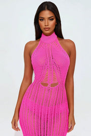 High Neck Crochet Maxi Dress