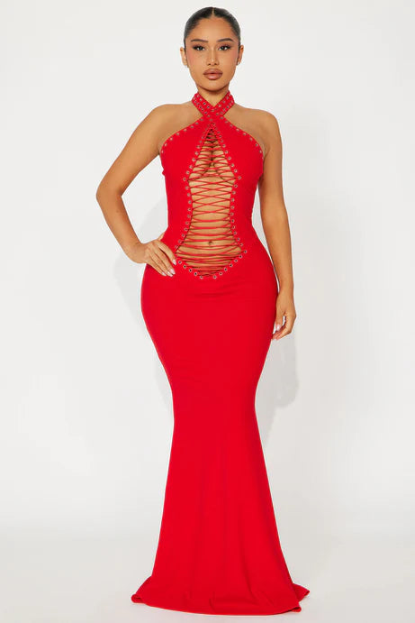Lace Up Maxi Dress