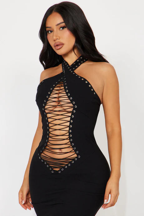 Lace Up Maxi Dress