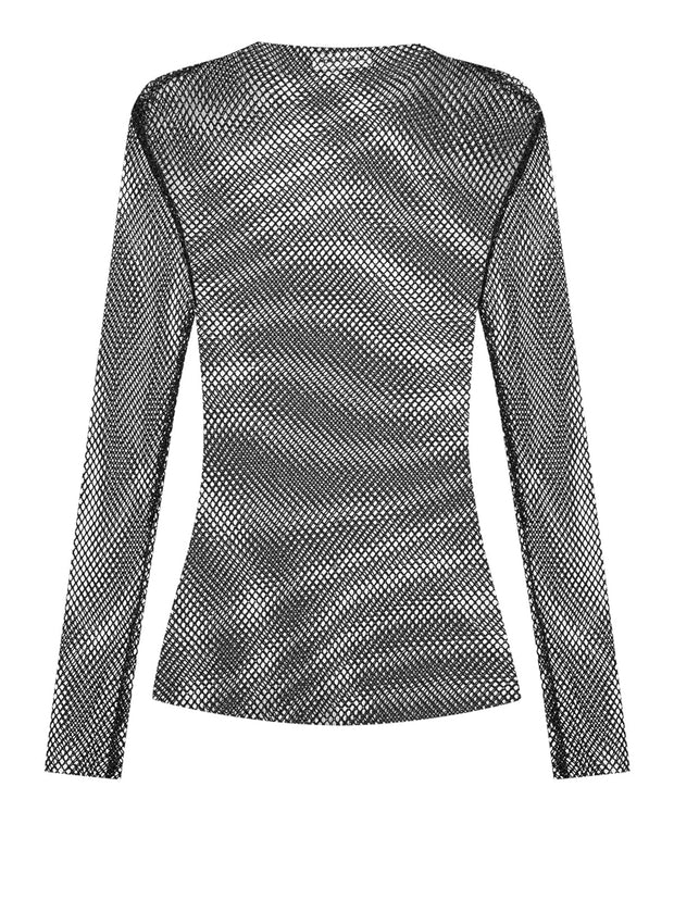 Shinny Mesh See-through Blouse