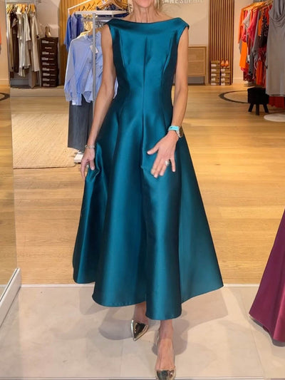 Boat Neck Backless Party Dress
