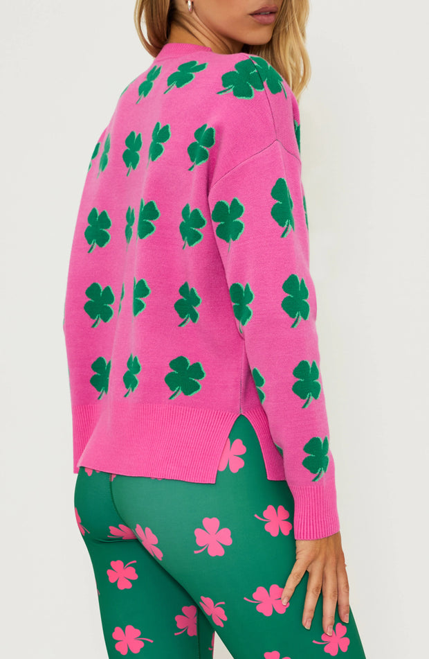 Four Leaf Clover Jacquard Crewneck Sweater