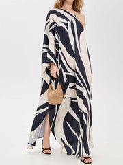 One-shoulder Printed Loose Maxi Dress