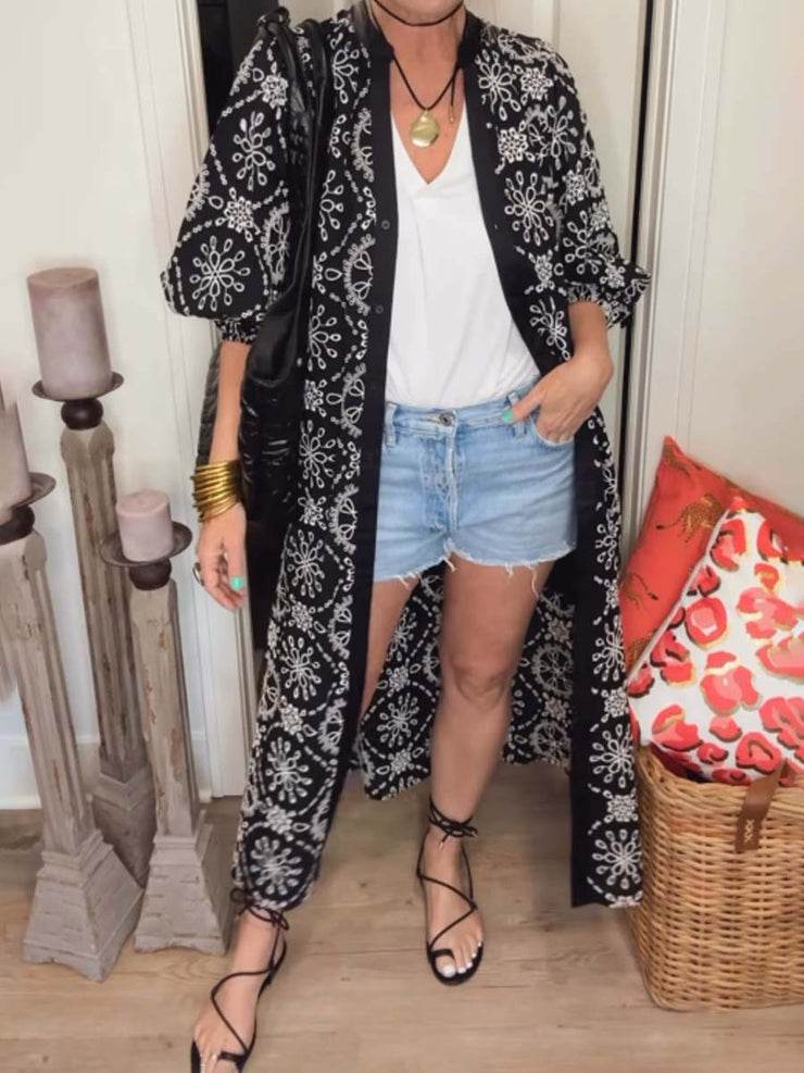 Eyelet Detail Cardigan Dress