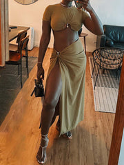 Embellished Ruched Two Pieces Dress