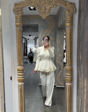 Aixili embroidered lace high waist temperament top