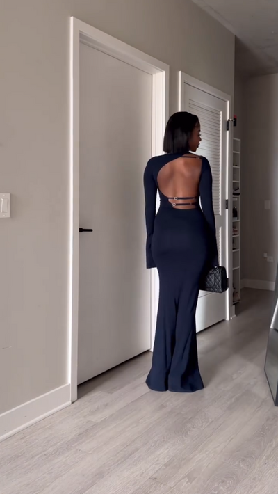 New solid color elegant backless dress