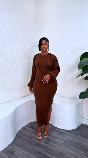 Solid color patchwork long sleeve hip dress