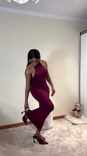 Solid color hot girl high collar dress