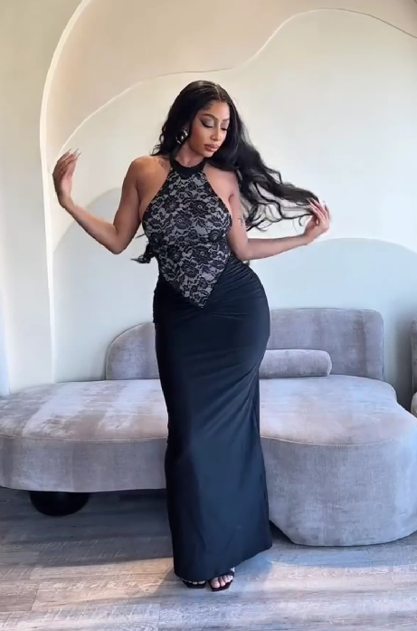 Sexy lace backless dress