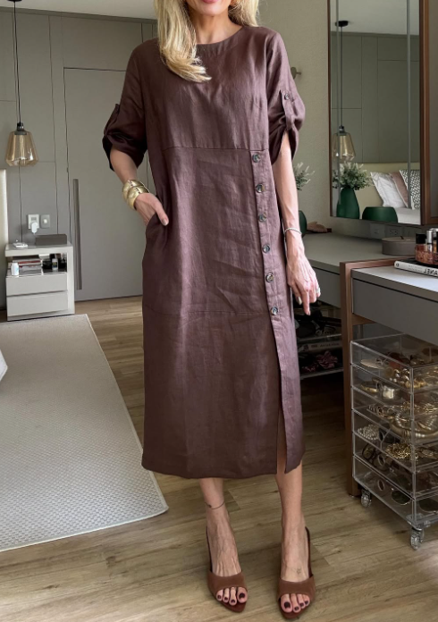 The Comfy Linen Button Dress