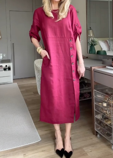 The Comfy Linen Button Dress