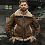Men's Brown B3 Bomber RAF Sheepskin Leather Jacket