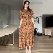 Round neck floral retro French dress