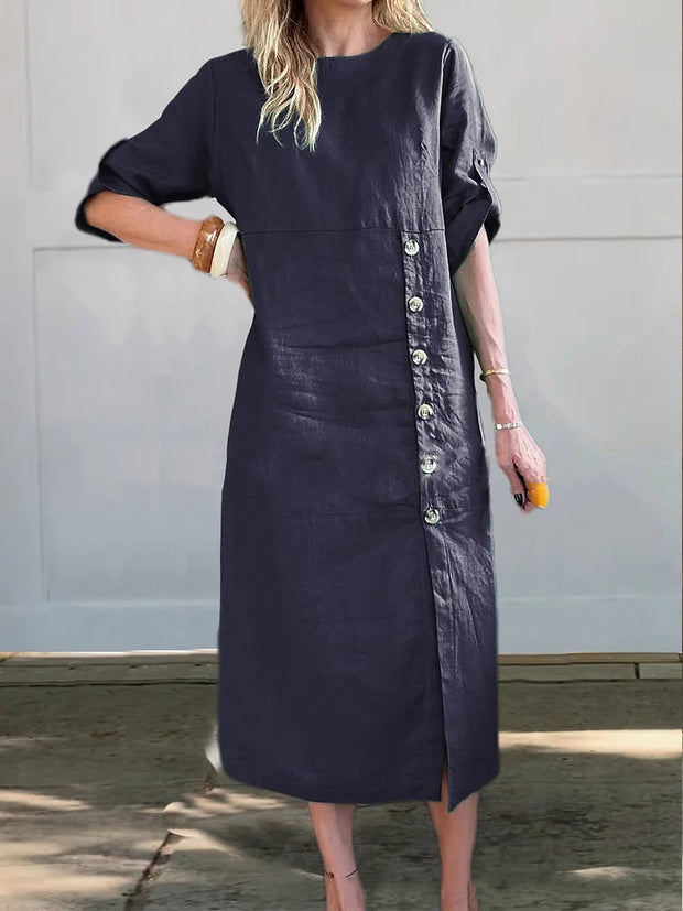The Comfy Linen Button Dress