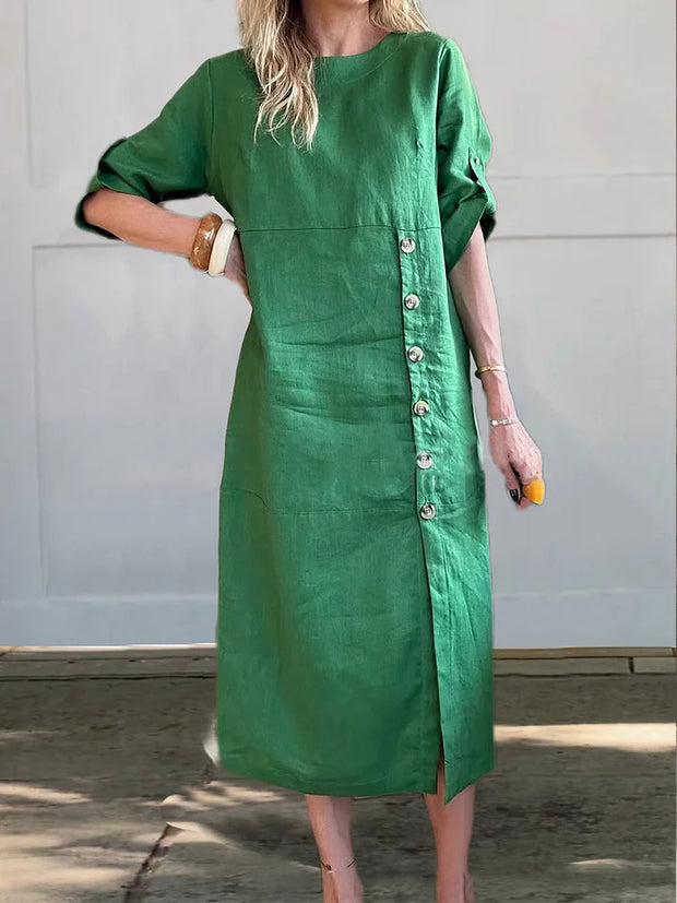 The Comfy Linen Button Dress