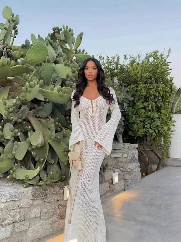 Sexy knitted hollow beach bikini sun protection clothing