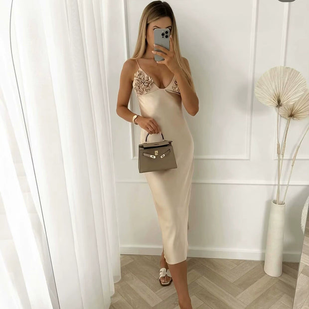 European and American style sleeveless suspender dress