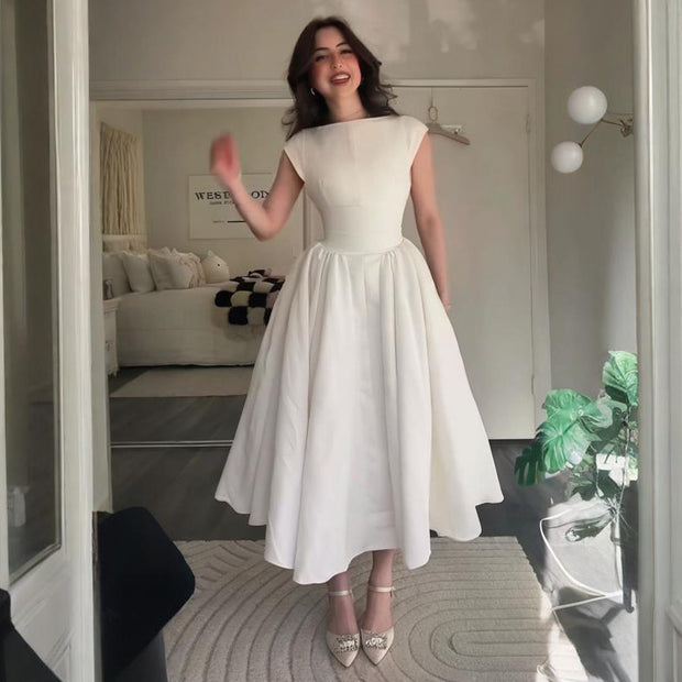 Round Neck Sleeveless Solid Color Sexy Slim Dress