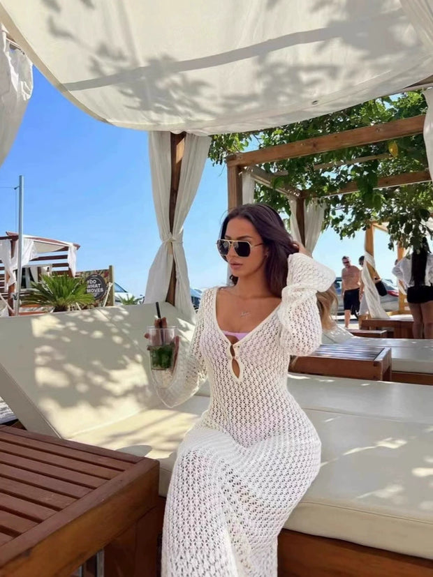 Sexy knitted hollow beach bikini sun protection clothing