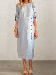 The Comfy Linen Button Dress