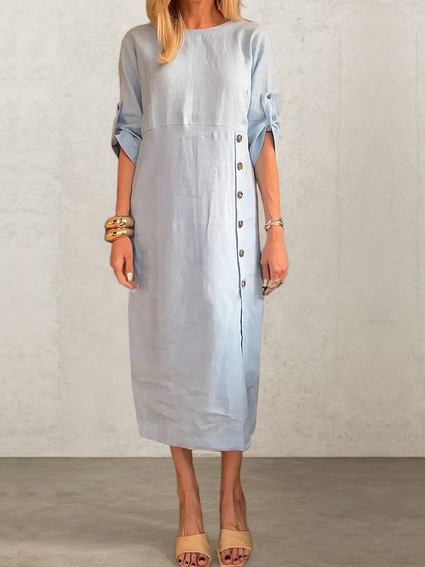 The Comfy Linen Button Dress