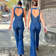 Fashion sleeveless denim jumpsuit