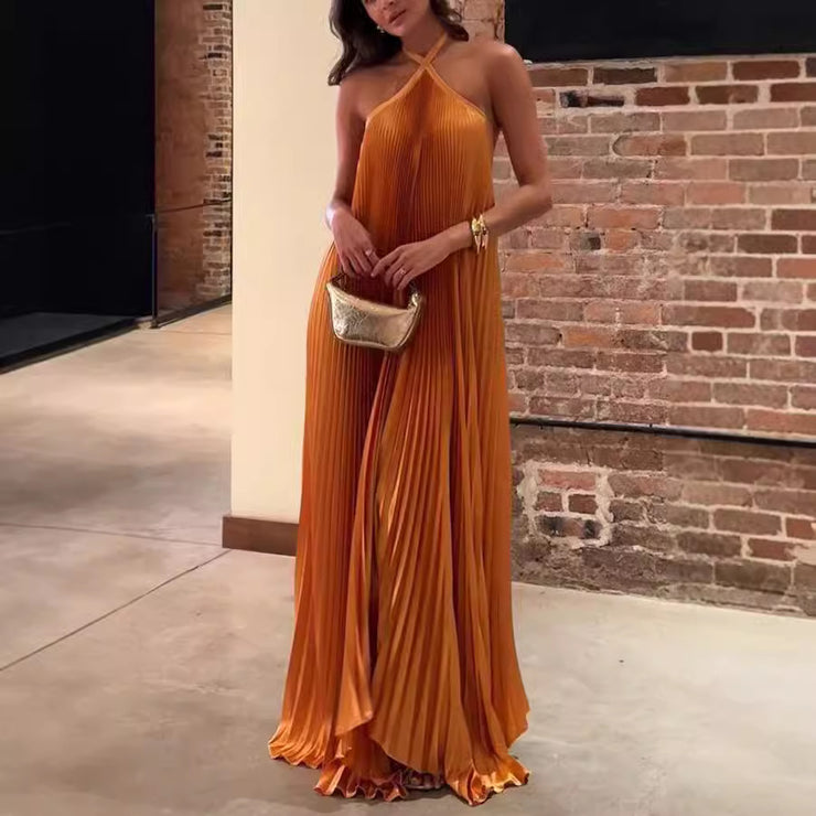 Holiday Sleeveless Halter Backless Sexy Dress
