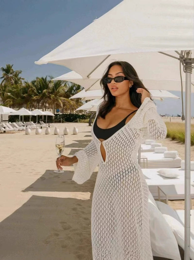 Sexy knitted hollow beach bikini sun protection clothing