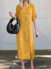 The Comfy Linen Button Dress