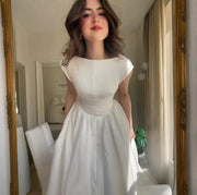 Round Neck Sleeveless Solid Color Sexy Slim Dress