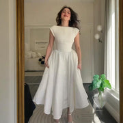 Round Neck Sleeveless Solid Color Sexy Slim Dress