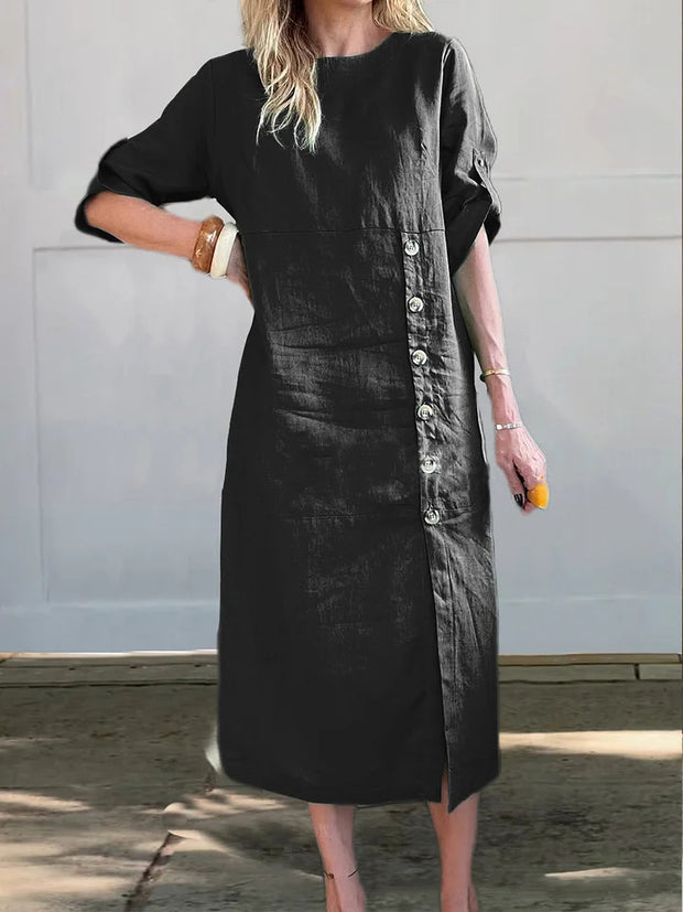 The Comfy Linen Button Dress