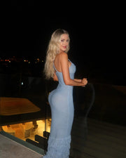 Blue suspender tassel skirt dress