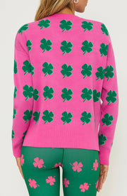 Four Leaf Clover Jacquard Crewneck Sweater