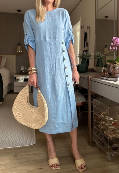 The Comfy Linen Button Dress