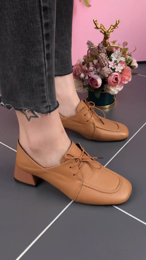 2024 New Soft Lambskin Lace-Up Block Heels