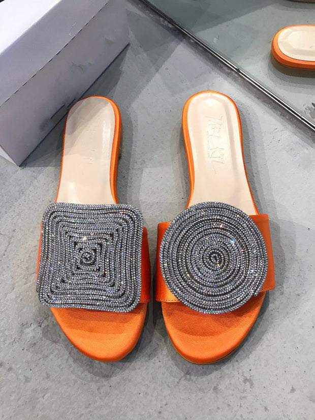 Multicolor Trendy Crystal Slippers