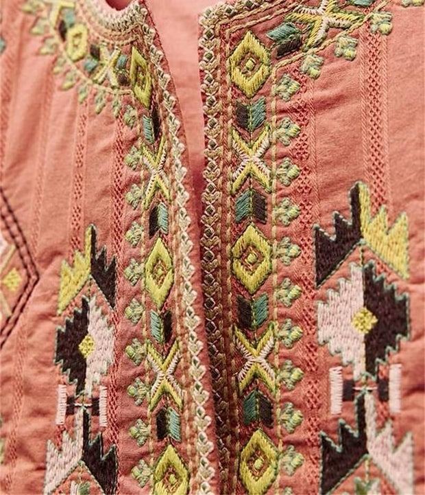 2024 Original Round Neck Sleeveless Flower Embroidery Suit