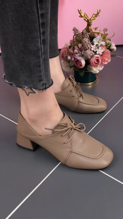 2024 New Soft Lambskin Lace-Up Block Heels