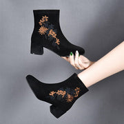 2024 Women's Nubuck Sheepskin Printed Zipper Ankle Boots