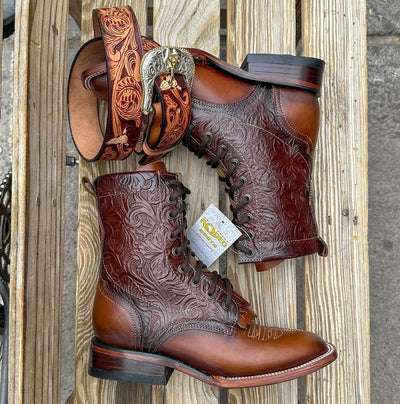 2024 Handmade cowhide carved cowboy boots