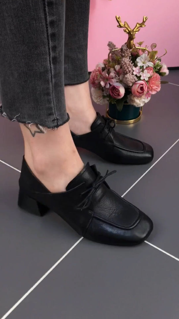 2024 New Soft Lambskin Lace-Up Block Heels