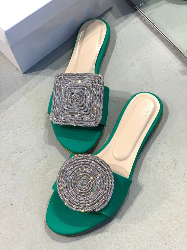 Multicolor Trendy Crystal Slippers
