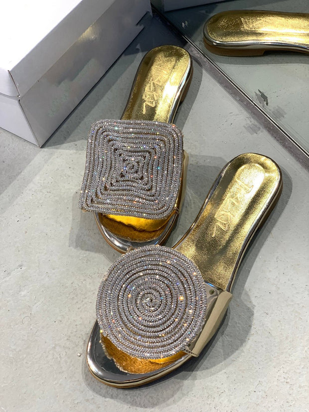 Multicolor Trendy Crystal Slippers